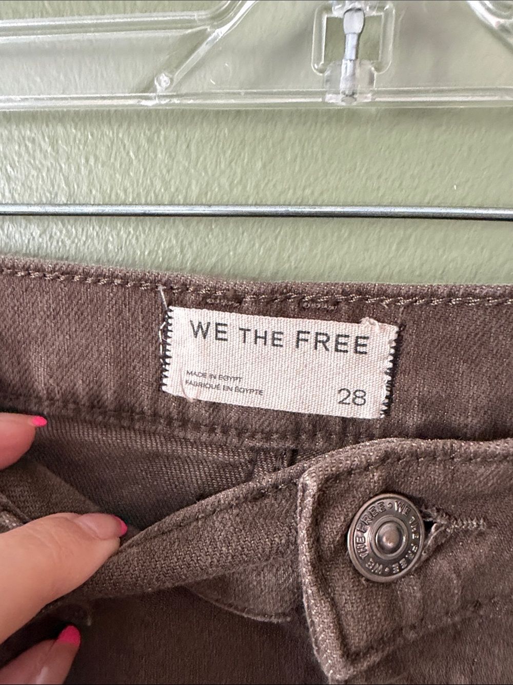 We The Free Risk Taker Straight Pant In Workwear Brown Jeans Raw Hem Sz 28 - Picture 6 of 11